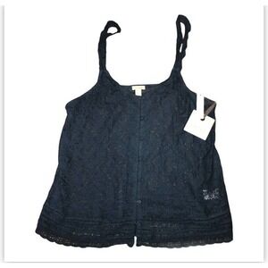 Hinge Lace Navy Sleeveless Top